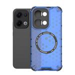 For OPPO Reno13 5G Global Honeycomb Magnetic Ring Shockproof Phone Case(Blue)