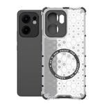 For OPPO Reno13 F 5G Global Honeycomb Magnetic Ring Shockproof Phone Case(White)