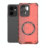 For OPPO Reno13 F 5G Global Honeycomb Magnetic Ring Shockproof Phone Case(Red)