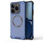 For Realme C63 Global Honeycomb Magnetic Ring Shockproof Phone Case(Blue)