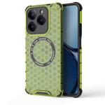 For Realme C63 Global Honeycomb Magnetic Ring Shockproof Phone Case(Green)