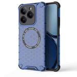 For Realme C61 Global Honeycomb Magnetic Ring Shockproof Phone Case(Blue)