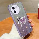 For vivo Y200i / T3X 5G Plated Gradient Glitter Butterfly Holder TPU Phone Case(Purple)