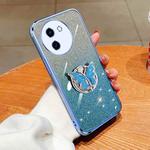 For vivo Y200i / T3X 5G Plated Gradient Glitter Butterfly Holder TPU Phone Case(Sierra Blue)