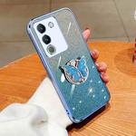 For vivo Y200 Global / V29E Plated Gradient Glitter Butterfly Holder TPU Phone Case(Sierra Blue)