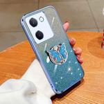 For vivo Y100 5G Plated Gradient Glitter Butterfly Holder TPU Phone Case(Sierra Blue)