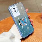 For vivo Y02 / Y11 2023 Plated Gradient Glitter Butterfly Holder TPU Phone Case(Sierra Blue)