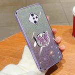 For vivo Y9s / V17 Plated Gradient Glitter Butterfly Holder TPU Phone Case(Purple)