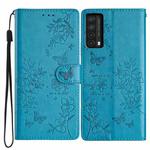 For Huawei P smart 2021 / Y7a Butterfly Love Flower Embossed Leather Phone Case(Blue)