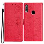For Huawei P Smart Z Butterfly Love Flower Embossed Leather Phone Case(Red)