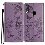 For Huawei P Smart Z Butterfly Love Flower Embossed Leather Phone Case(Purple)