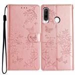For Huawei P30 lite Butterfly Love Flower Embossed Leather Phone Case(Rose Gold)