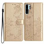 For Huawei P30 Pro Butterfly Love Flower Embossed Leather Phone Case(Gold)