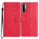 For Huawei P30 Pro Butterfly Love Flower Embossed Leather Phone Case(Red)