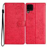 For Huawei P40 lite Butterfly Love Flower Embossed Leather Phone Case(Red)