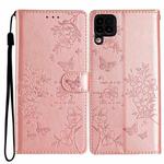 For Huawei P40 lite Butterfly Love Flower Embossed Leather Phone Case(Rose Gold)