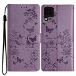 For Huawei P40 lite Butterfly Love Flower Embossed Leather Phone Case(Purple)