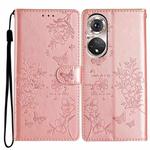 For Huawei P50 Butterfly Love Flower Embossed Leather Phone Case(Rose Gold)