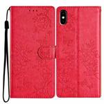 For Huawei Y5 2019 Butterfly Love Flower Embossed Leather Phone Case(Red)