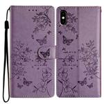 For Huawei Y5 2019 Butterfly Love Flower Embossed Leather Phone Case(Purple)
