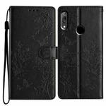 For Huawei Y7 2019 Butterfly Love Flower Embossed Leather Phone Case(Black)