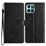 For Honor X8 / X30i Butterflies And Flowers Leather Phone Case(Black)