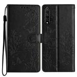 For Honor 20 Butterflies And Flowers Leather Phone Case(Black)