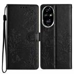 For Honor 200 Pro Butterflies And Flowers Leather Phone Case(Black)