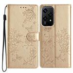 For Honor 200 Lite Global Butterflies And Flowers Leather Phone Case(Gold)