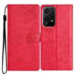 For Honor 200 Lite Global Butterflies And Flowers Leather Phone Case(Red)