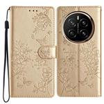 For Honor Magic7 Pro Butterflies And Flowers Leather Phone Case(Gold)