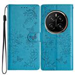 For Honor Magic7 Pro Butterflies And Flowers Leather Phone Case(Blue)