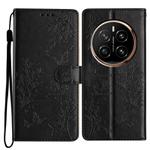 For Honor Magic7 Butterflies And Flowers Leather Phone Case(Black)