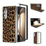 For Samsung Galaxy Z Fold6 Black Frame Leopard Full Coverage Phone Case(Golden)