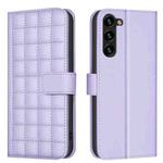 For Samsung Galaxy S21 5G Square Texture Leather Phone Case(Purple)