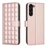 For Samsung Galaxy S22 5G Square Texture Leather Phone Case(Rose Gold)