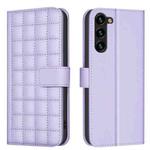 For Samsung Galaxy S22+ 5G Square Texture Leather Phone Case(Purple)