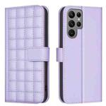 For Samsung Galaxy S22 Ultra 5G Square Texture Leather Phone Case(Purple)