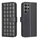 For Samsung Galaxy S22 Ultra 5G Square Texture Leather Phone Case(Black)