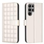 For Samsung Galaxy S23 Ultra 5G Square Texture Leather Phone Case(Beige)