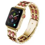 For Apple Watch 5 & 4 44mm / 3 & 2 & 1 42mm Stainless Steel + Resin Watch Band(Wine Red)