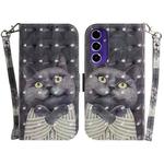 For Samsung Galaxy S24 FE 5G 3D Colored Horizontal Flip Leather Phone Case(Hug Cat)