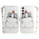 For Samsung Galaxy S25+ 5G 3D Colored Horizontal Flip Leather Phone Case(Cute Cat)