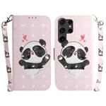 For Samsung Galaxy S25 Ultra 5G 3D Colored Horizontal Flip Leather Phone Case(Heart Panda)