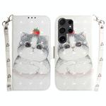 For Samsung Galaxy S25 Ultra 5G 3D Colored Horizontal Flip Leather Phone Case(Cute Cat)