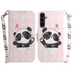For Samsung Galaxy S25 FE 5G 3D Colored Horizontal Flip Leather Phone Case(Heart Panda)