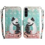 For Samsung Galaxy S25 FE 5G 3D Colored Horizontal Flip Leather Phone Case(Black White Cat)