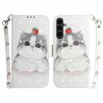 For Samsung Galaxy S25 FE 5G 3D Colored Horizontal Flip Leather Phone Case(Cute Cat)