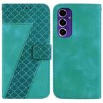 For Samsung Galaxy S24 FE 5G Seven-shaped Embossed Leather Phone Case(Green)