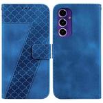 For Samsung Galaxy S24 FE 5G Seven-shaped Embossed Leather Phone Case(Blue)